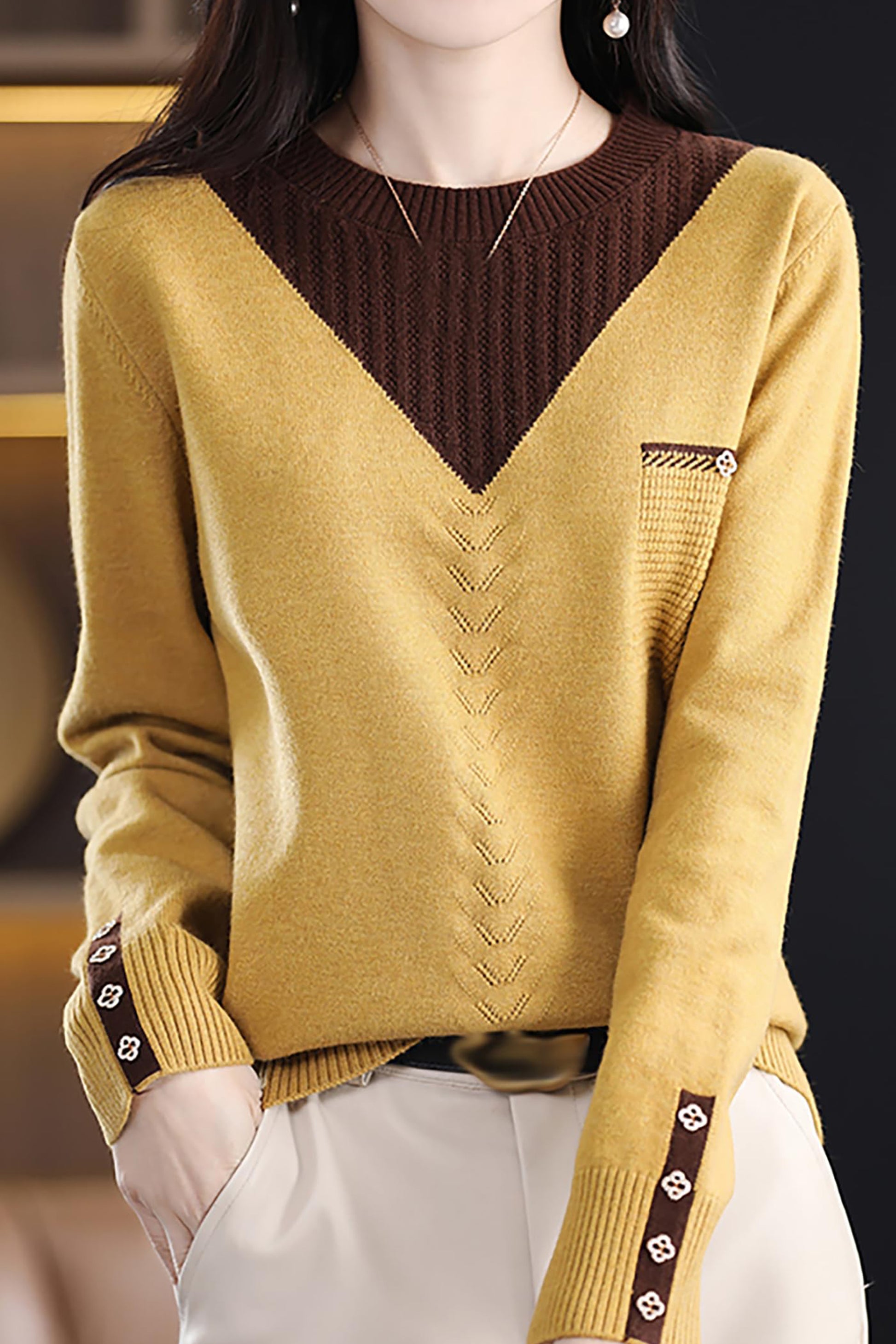 Knit Layered Loose Fall Pullover Tops - LAI MENG FIVE CATS