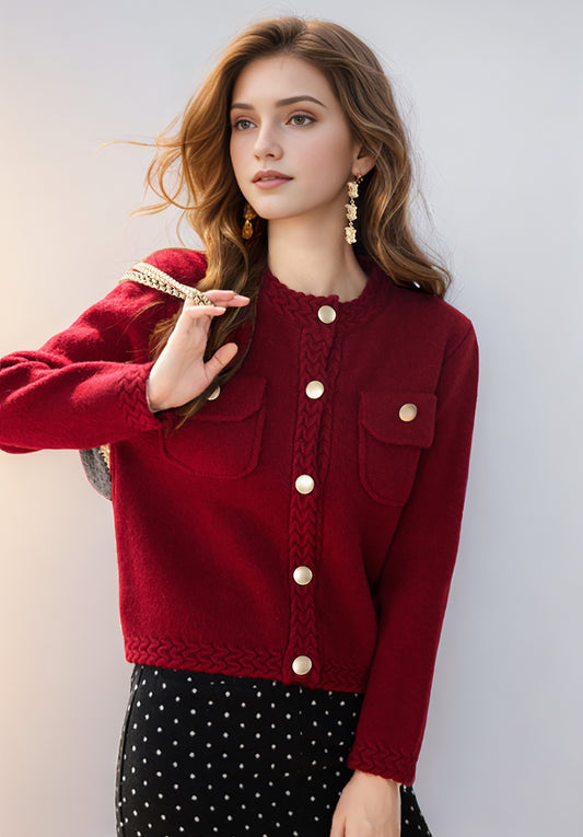 SD-Knit Cardigan with Pockets Buttons - LAI MENG FIVE CATS