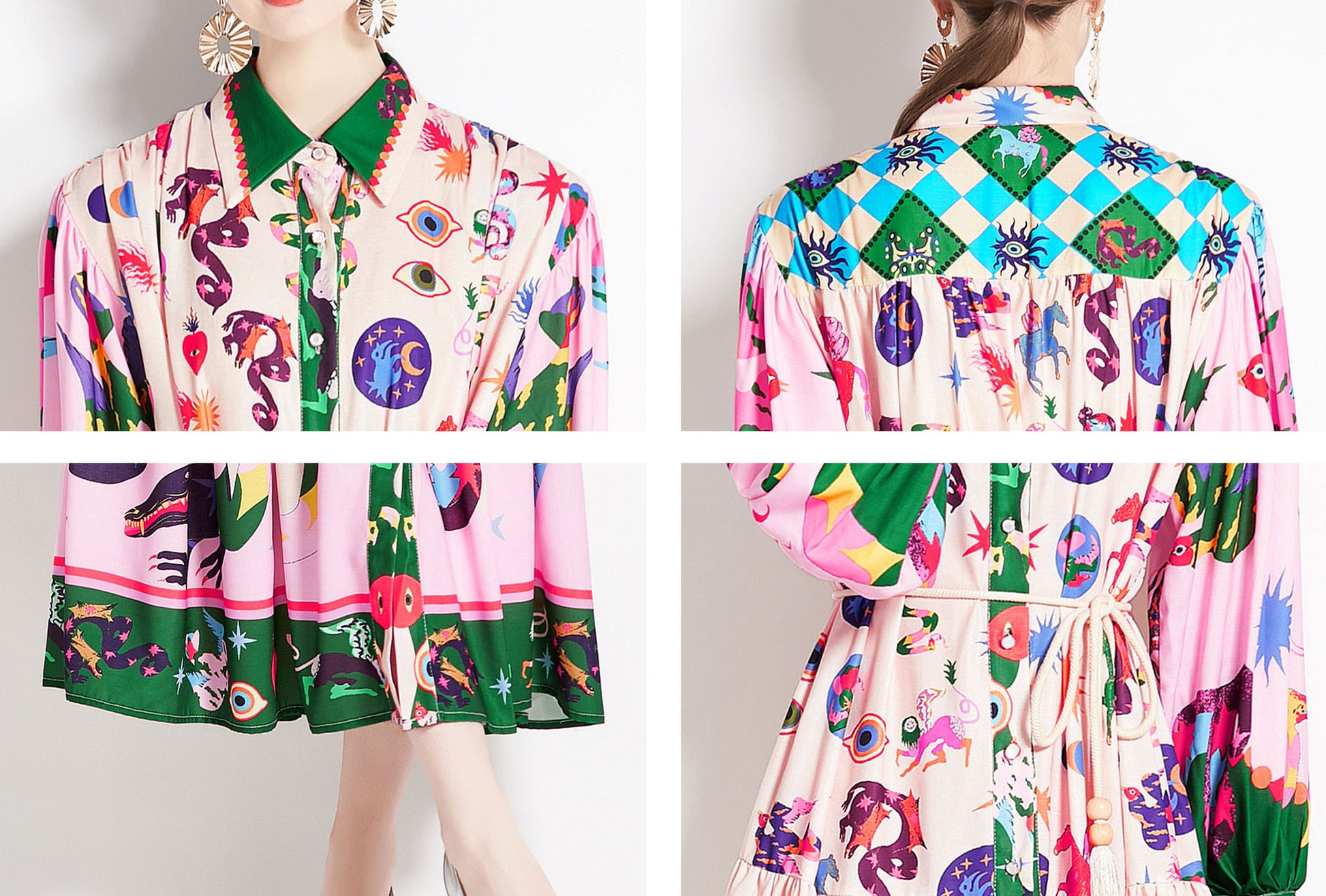 BK-Floral Print Casual Button Maxi Dress - LAI MENG FIVE CATS