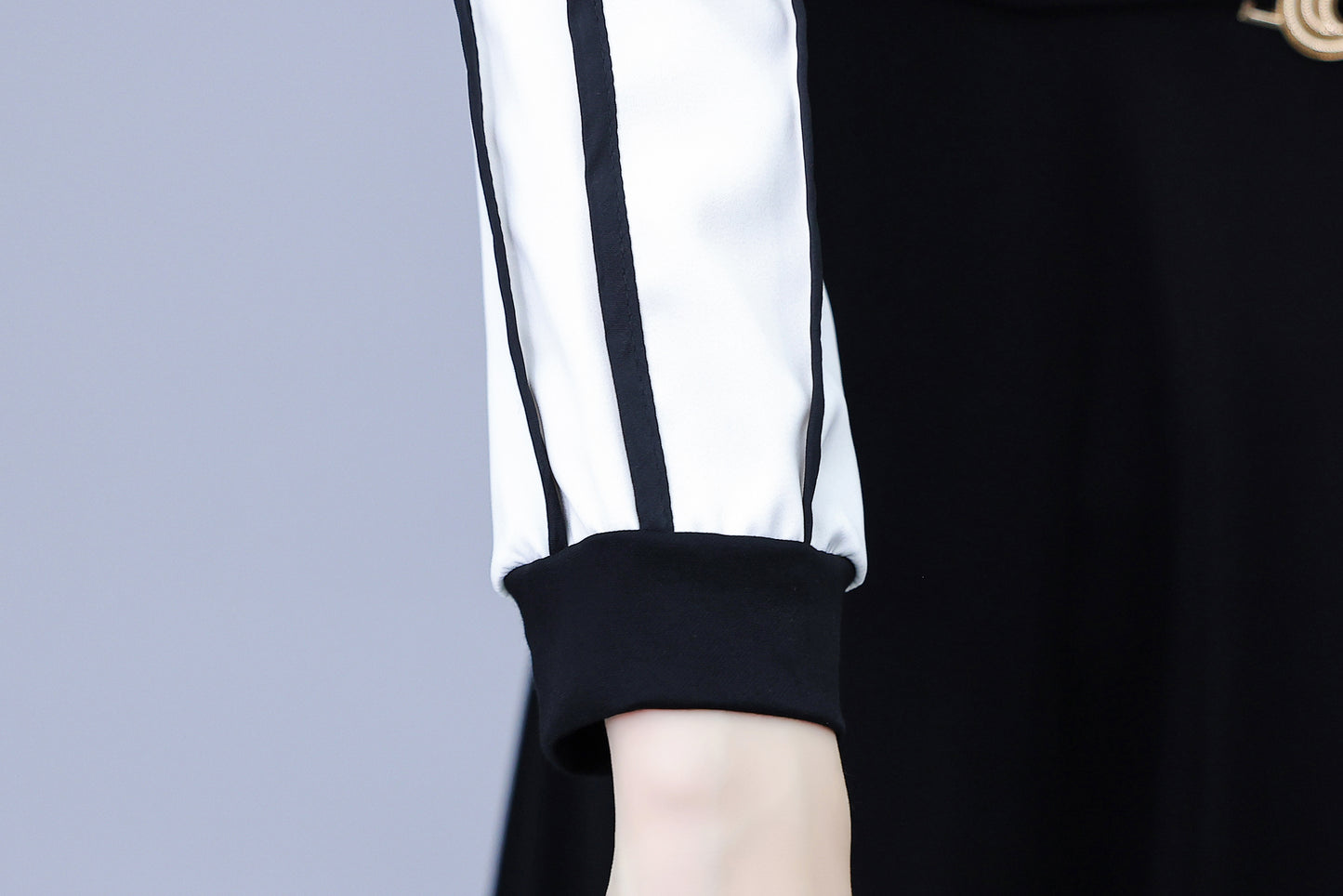 Women's V-Neck with Pockets Long Sleeve Black Dress
