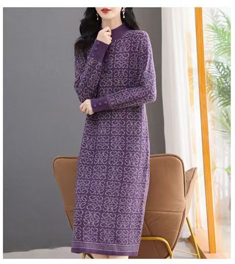 Women's Turtleneck Sweater Chunky Knit Tunic Dress