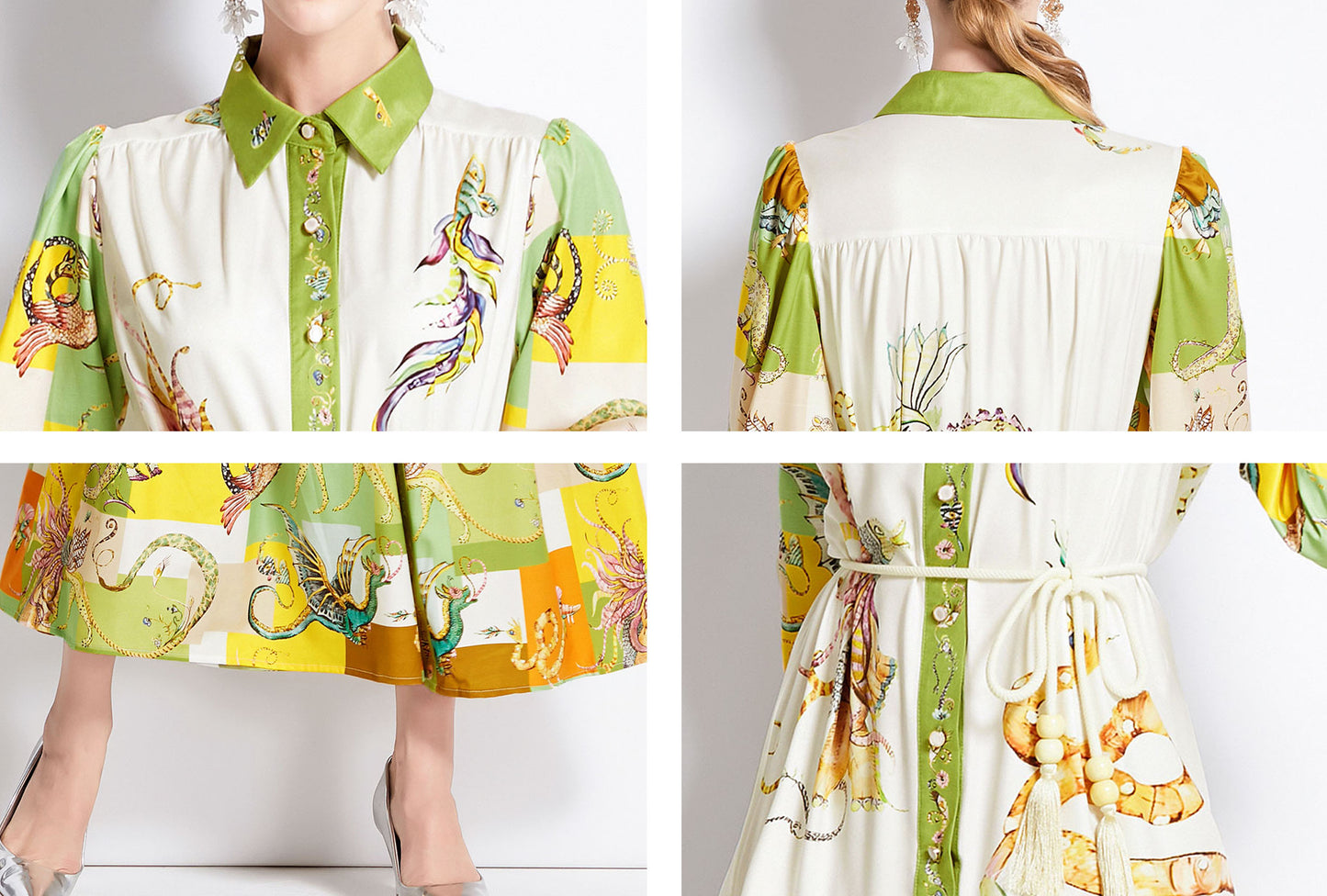 Women's Floral Print Casual Button Maxi Dress