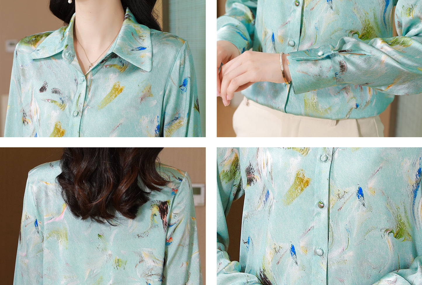 Women's Collared Floral Print Shirt Blouse Tops