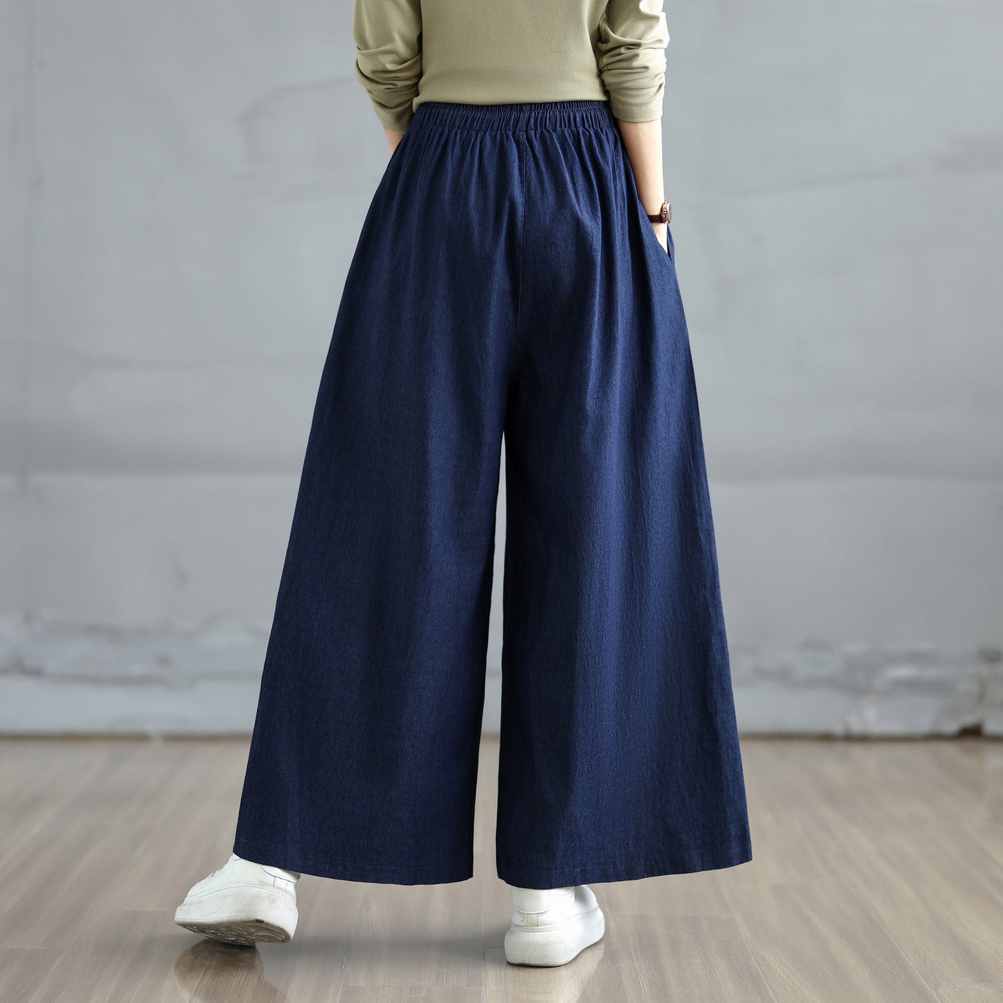Women's Baggy Jeans Drawstring Waist Wide Leg