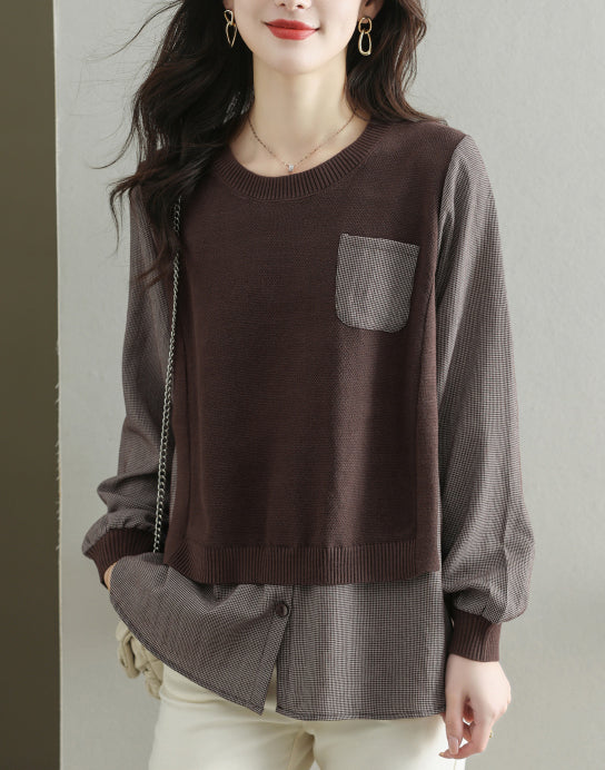 Women's Knit Stripe Long Sleeve Pullover Top