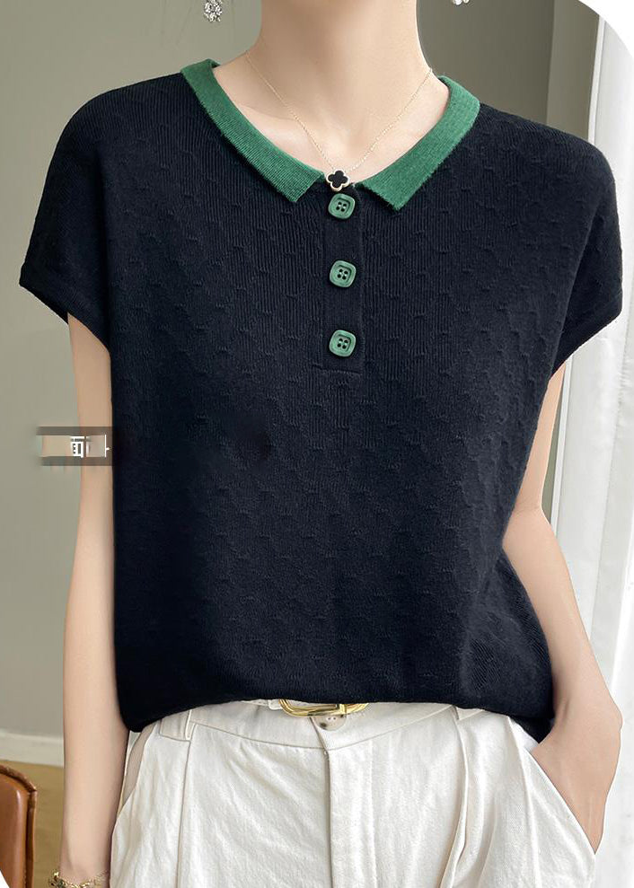 Women's Knit Tops Henley Shirts Color Block Blouse