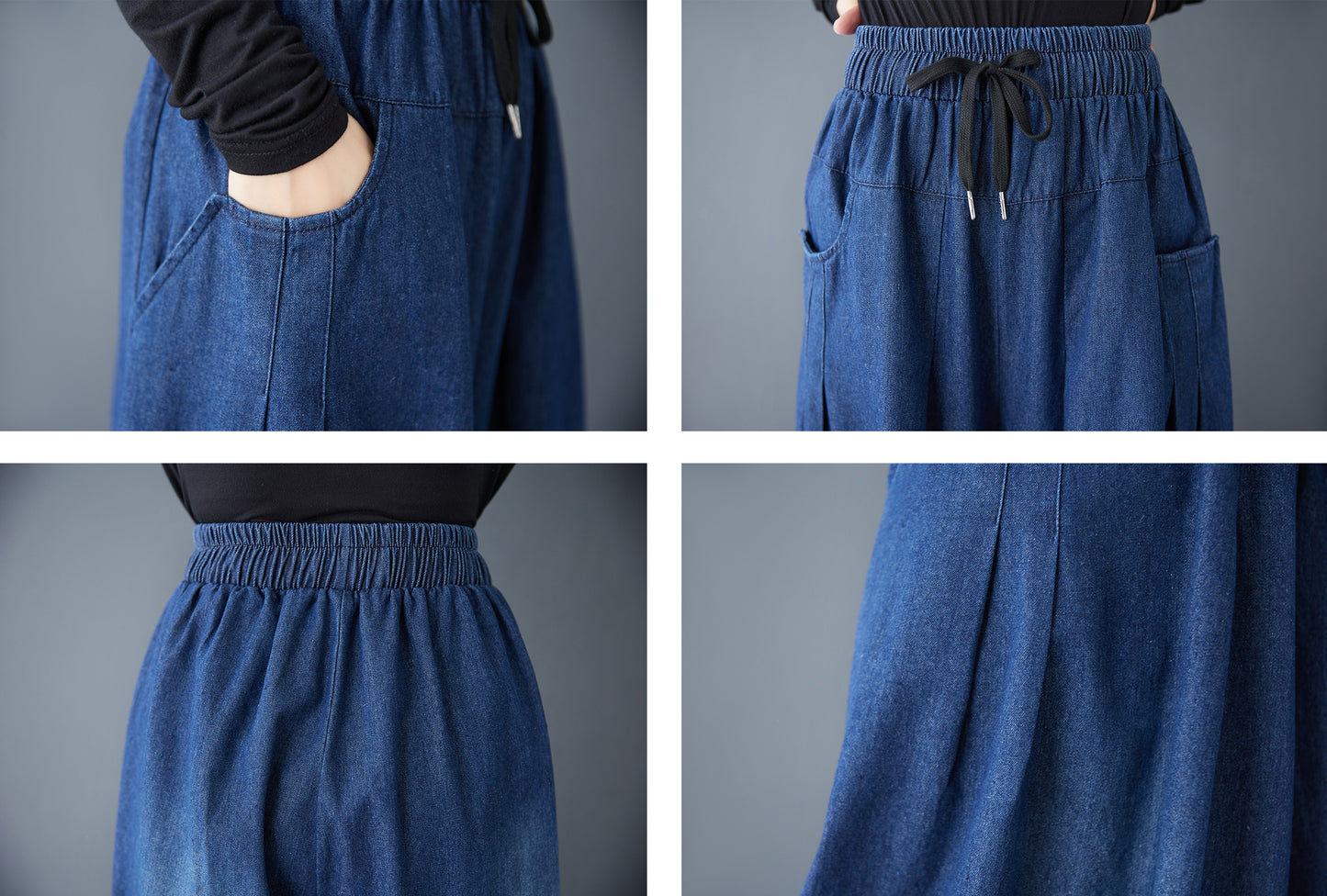 BK-Loose Elastic Waisted Drawstring Wide Leg Pants