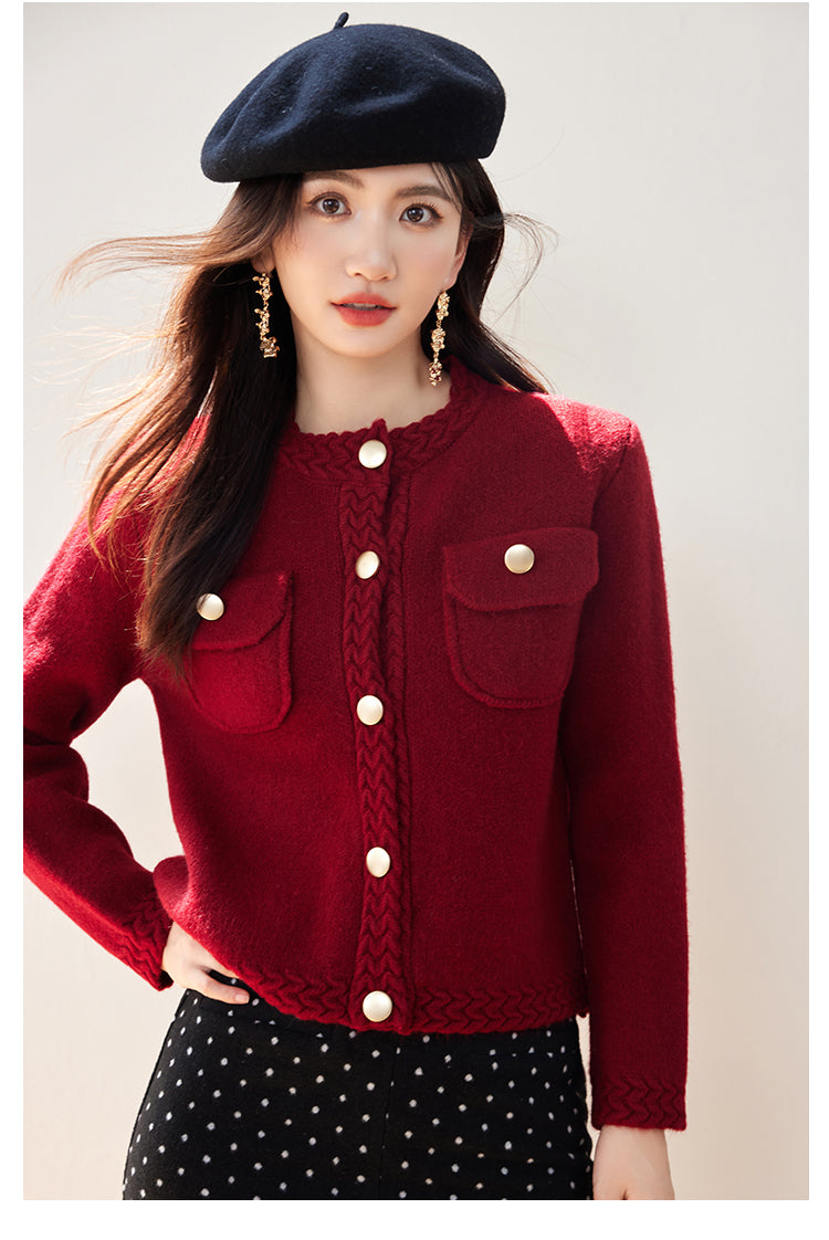 SD-Knit Cardigan with Pockets Buttons - LAI MENG FIVE CATS