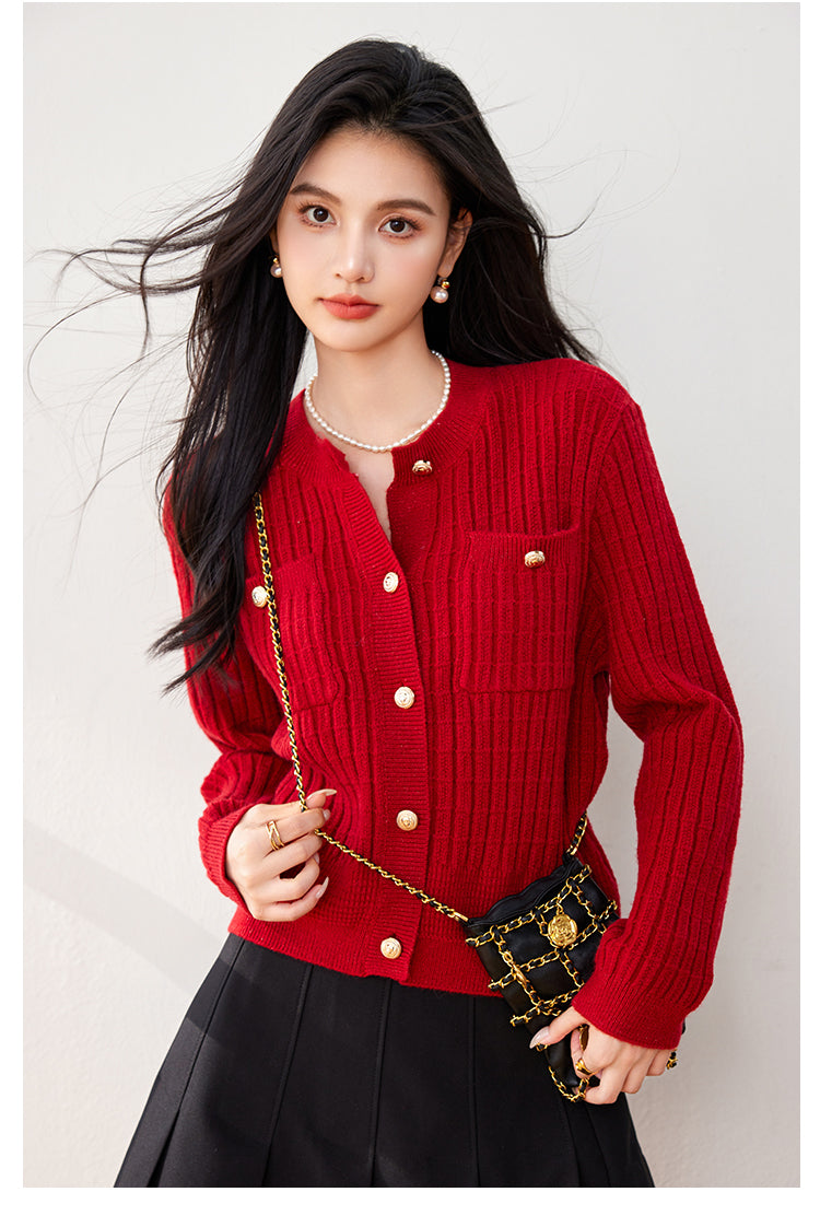 SD-Womens Cardigan with Pockets Buttons - LAI MENG FIVE CATS