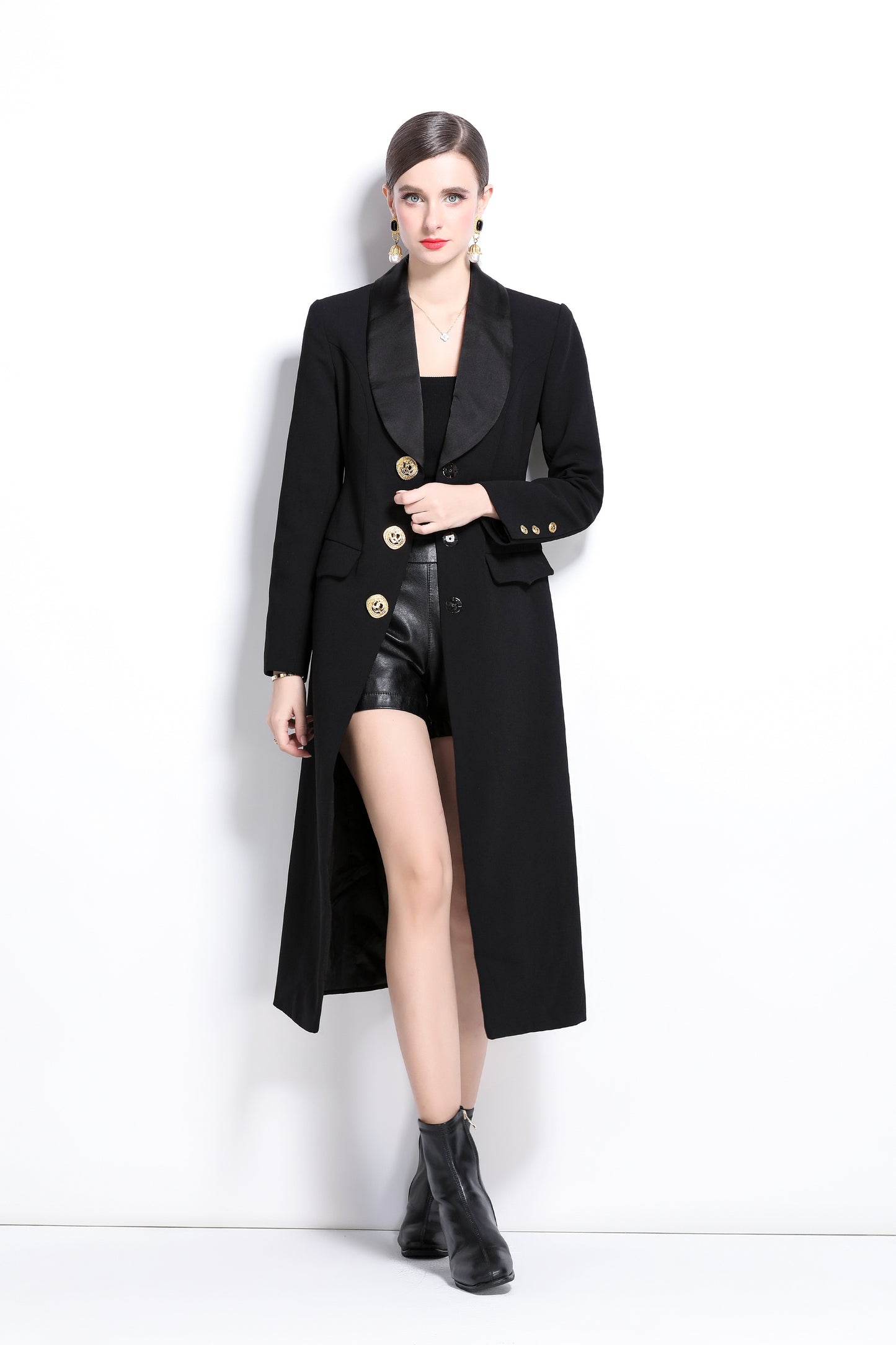 Suit Collar Pockets Fitted Waist Jacket