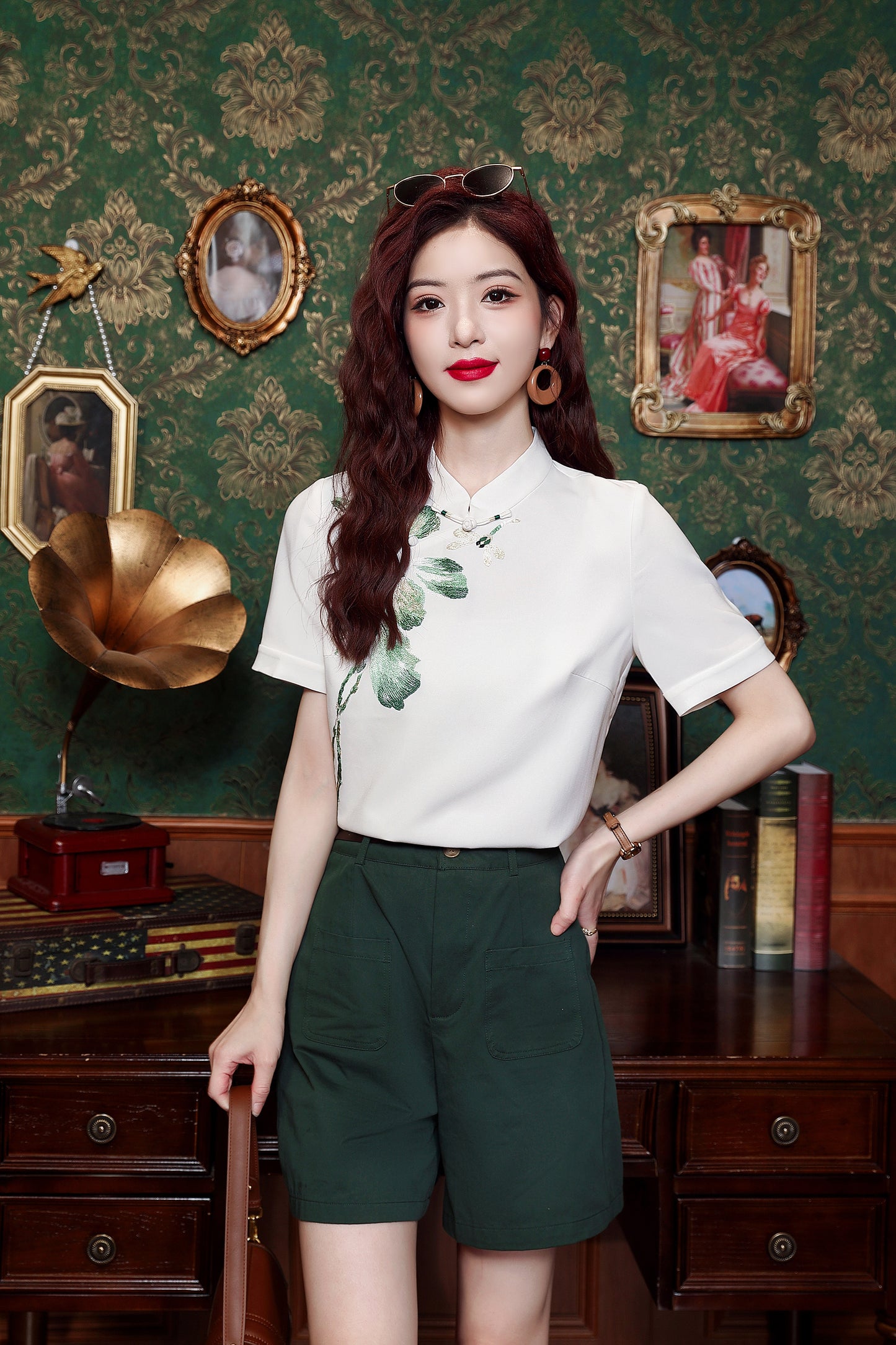 Women's Silk Satin Short Sleeve Blouse Tops