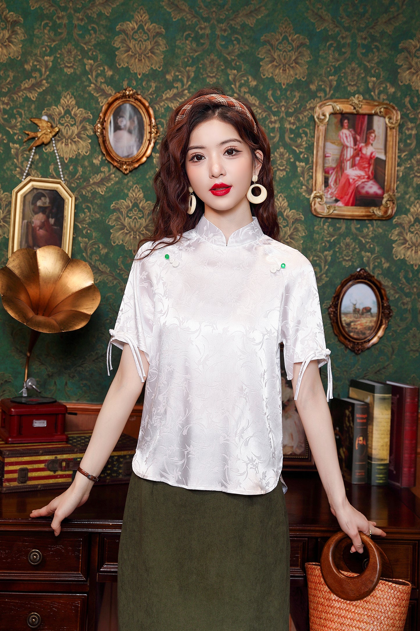 Women's Silk Satin Short Sleeve Blouse Tops