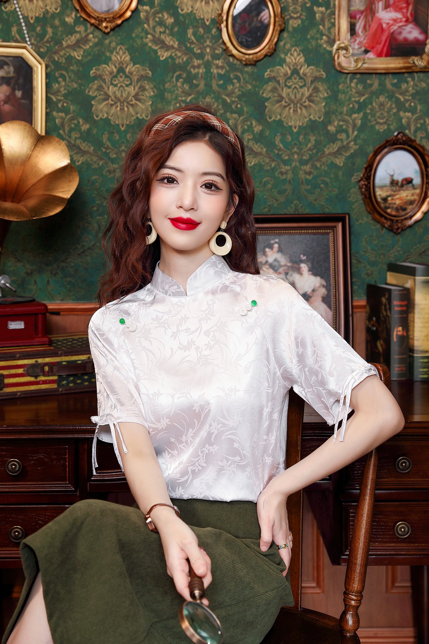 Women's Silk Satin Short Sleeve Blouse Tops