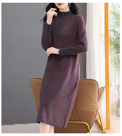 Women's Turtleneck Sweater Chunky Knit Tunic Dress