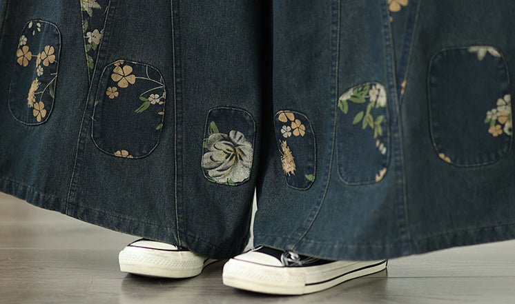 Women's Denim Wide Leg Baggy Jeans Drawstring Pants