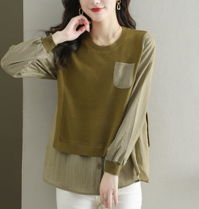 Women's Knit Stripe Long Sleeve Pullover Top