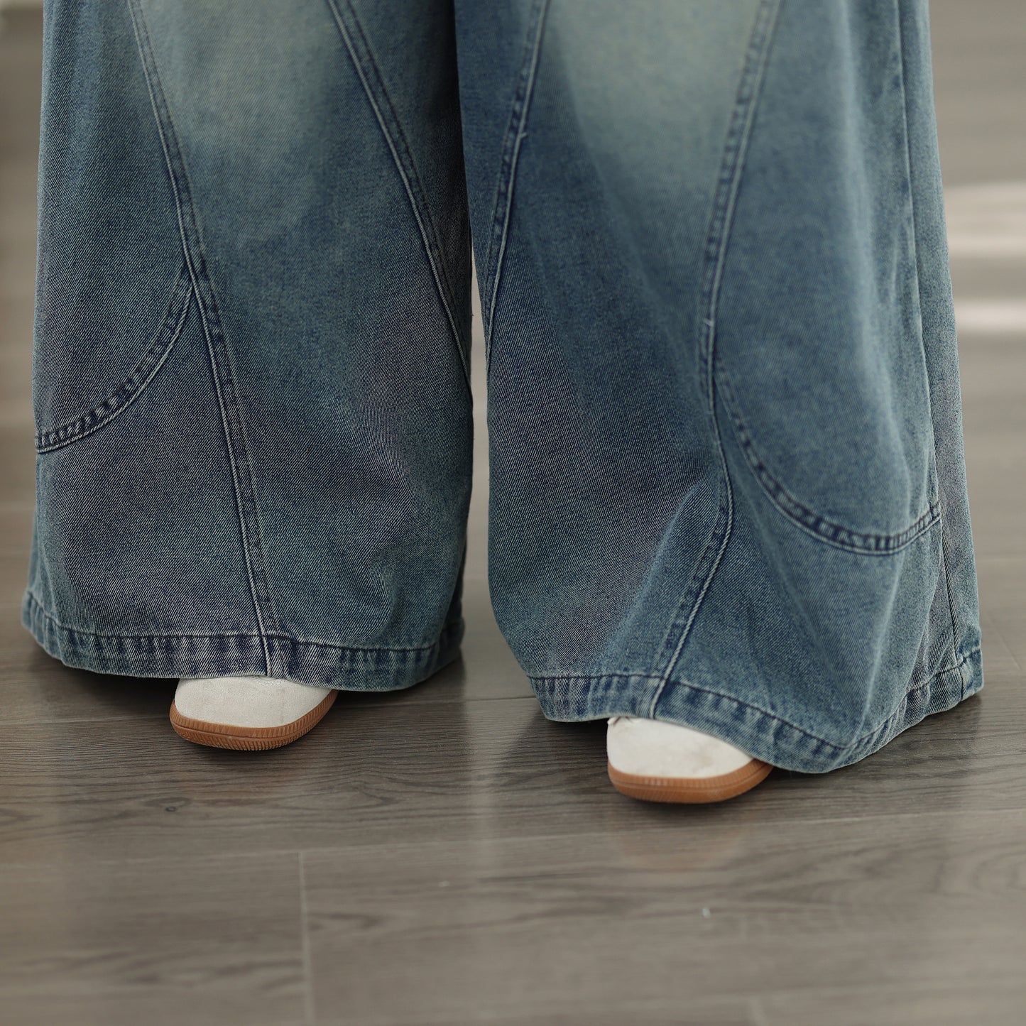 Jeans for Women Wide Leg Pull On Elastic Waist Denim - LAI MENG FIVE CATS