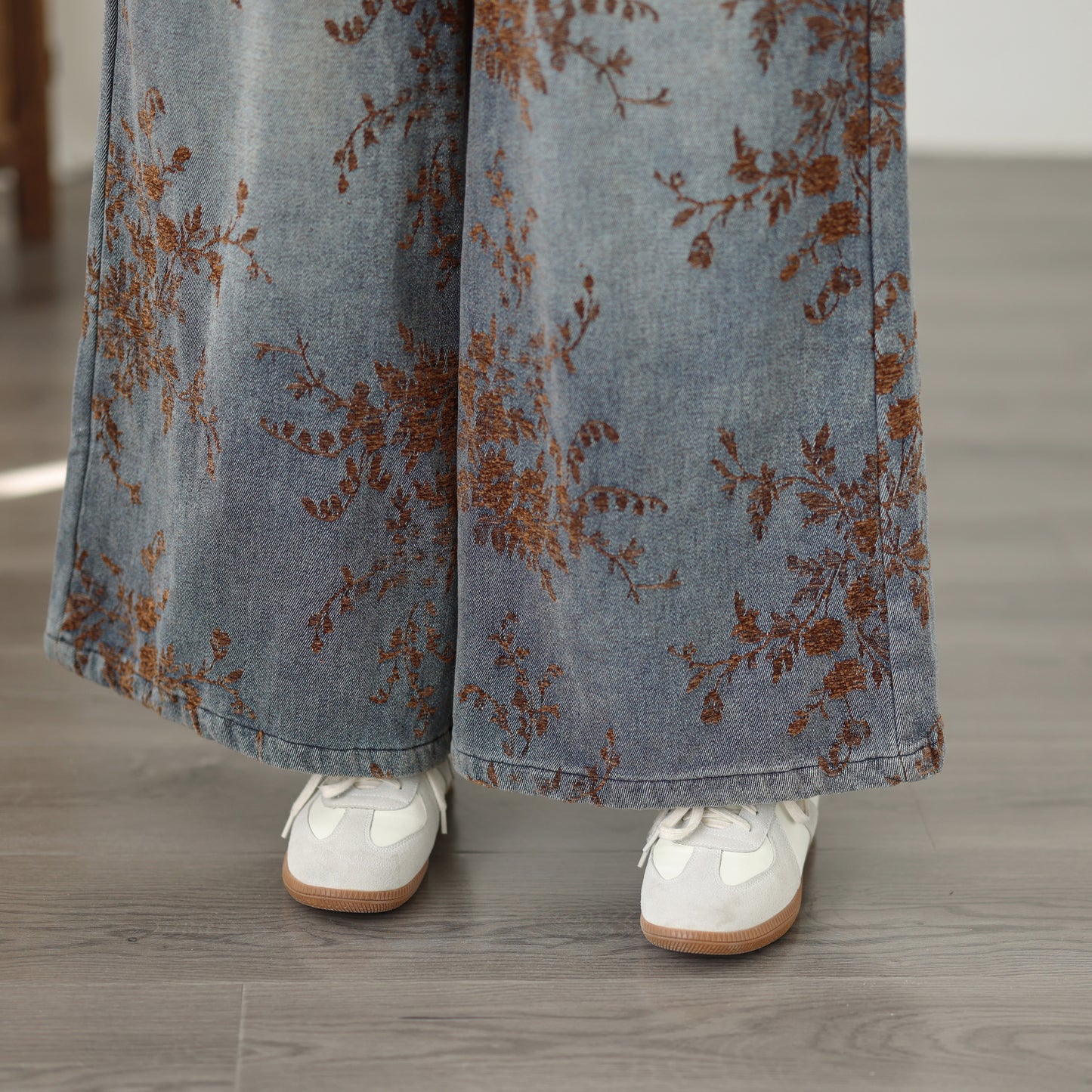26-Women's Denim Wide Leg Baggy Elastic Waist Jeans - LAI MENG FIVE CATS