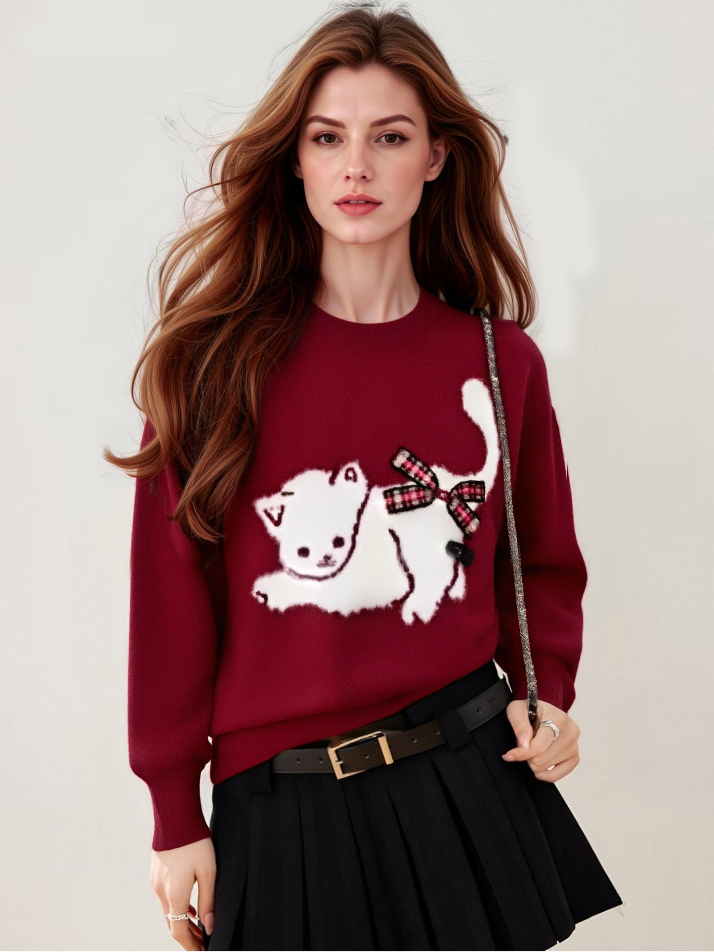 Women's Cat Sweater Fun Graphic Pullover Tops