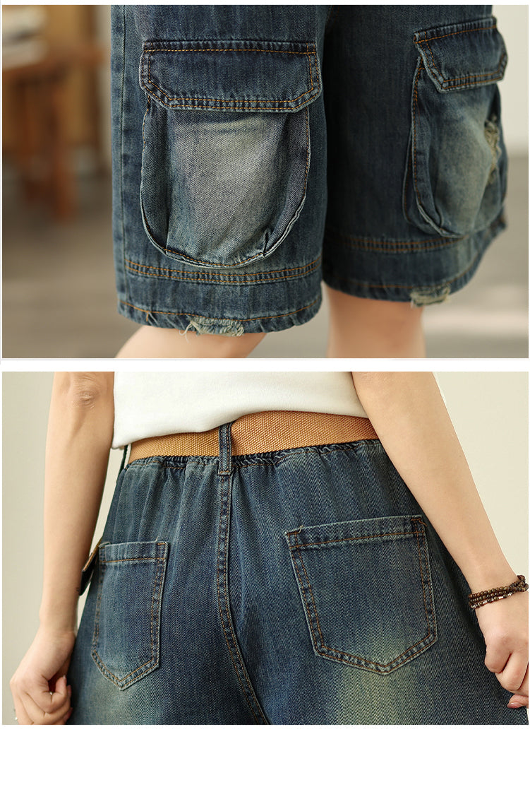 Women's Bermuda Shorts Baggy Jean Denim Shorts - LAI MENG FIVE CATS