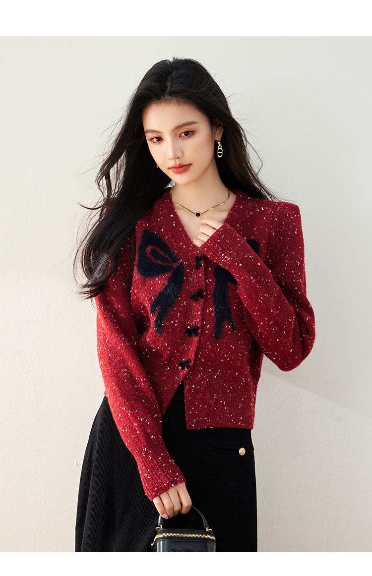 SD-Womens Long Sleeve Bow Cardigan - LAI MENG FIVE CATS