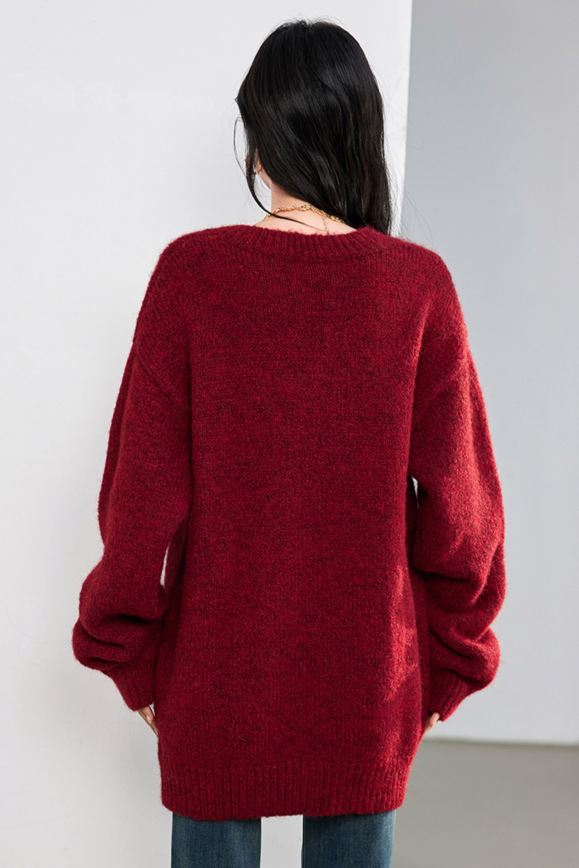 SD-Womens Off The Shoulder Loose Sweater - LAI MENG FIVE CATS