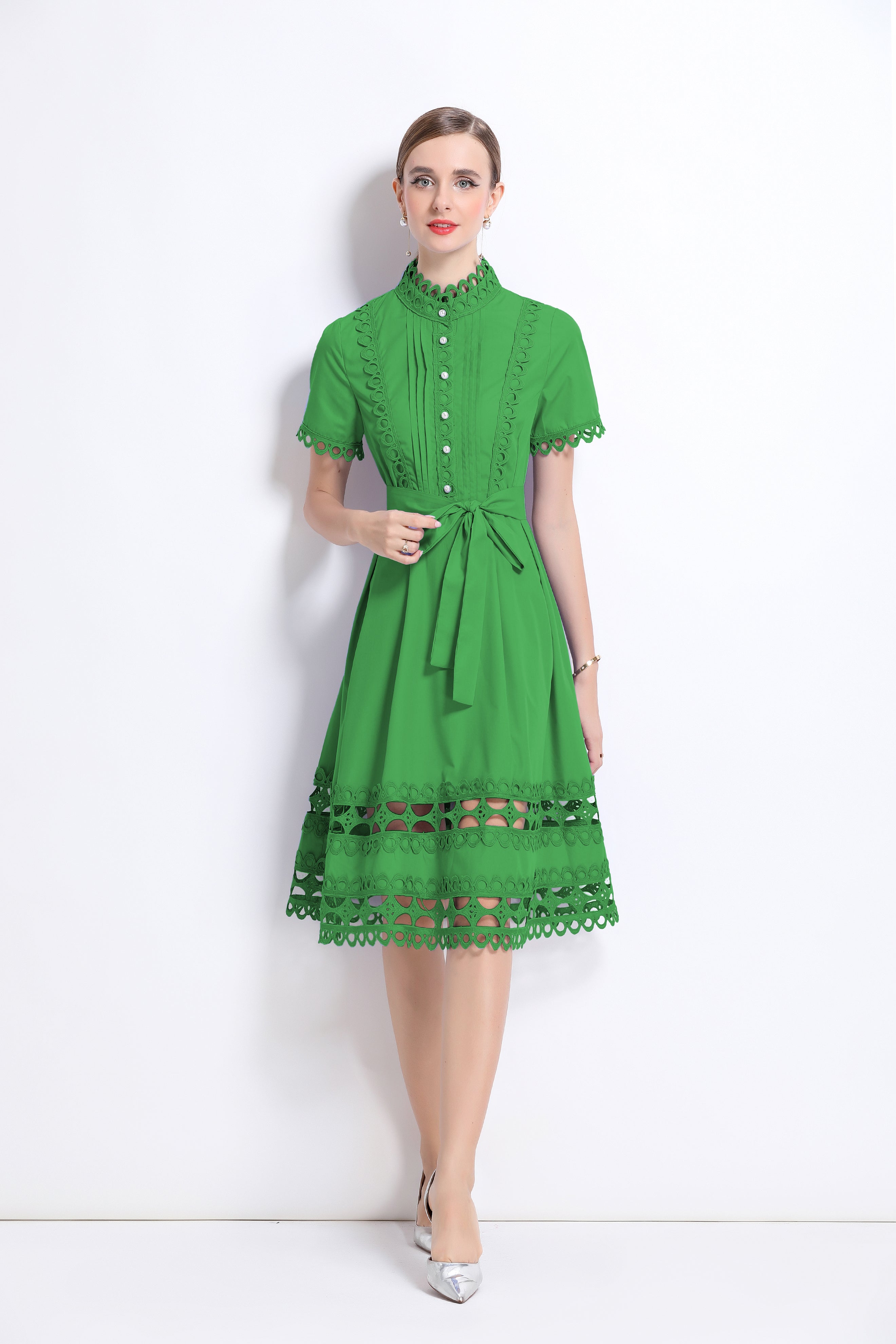 chinese dress ladies Blue Floral Tie Shoulder Midi Dress – Trixxi Wholesale main image 0