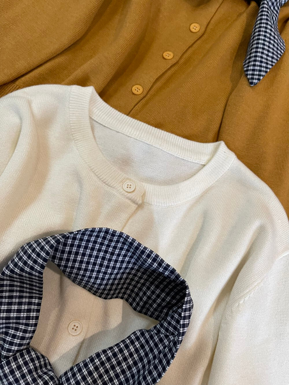 Women's Lightweight Plaid Sweater Cardigan Tops