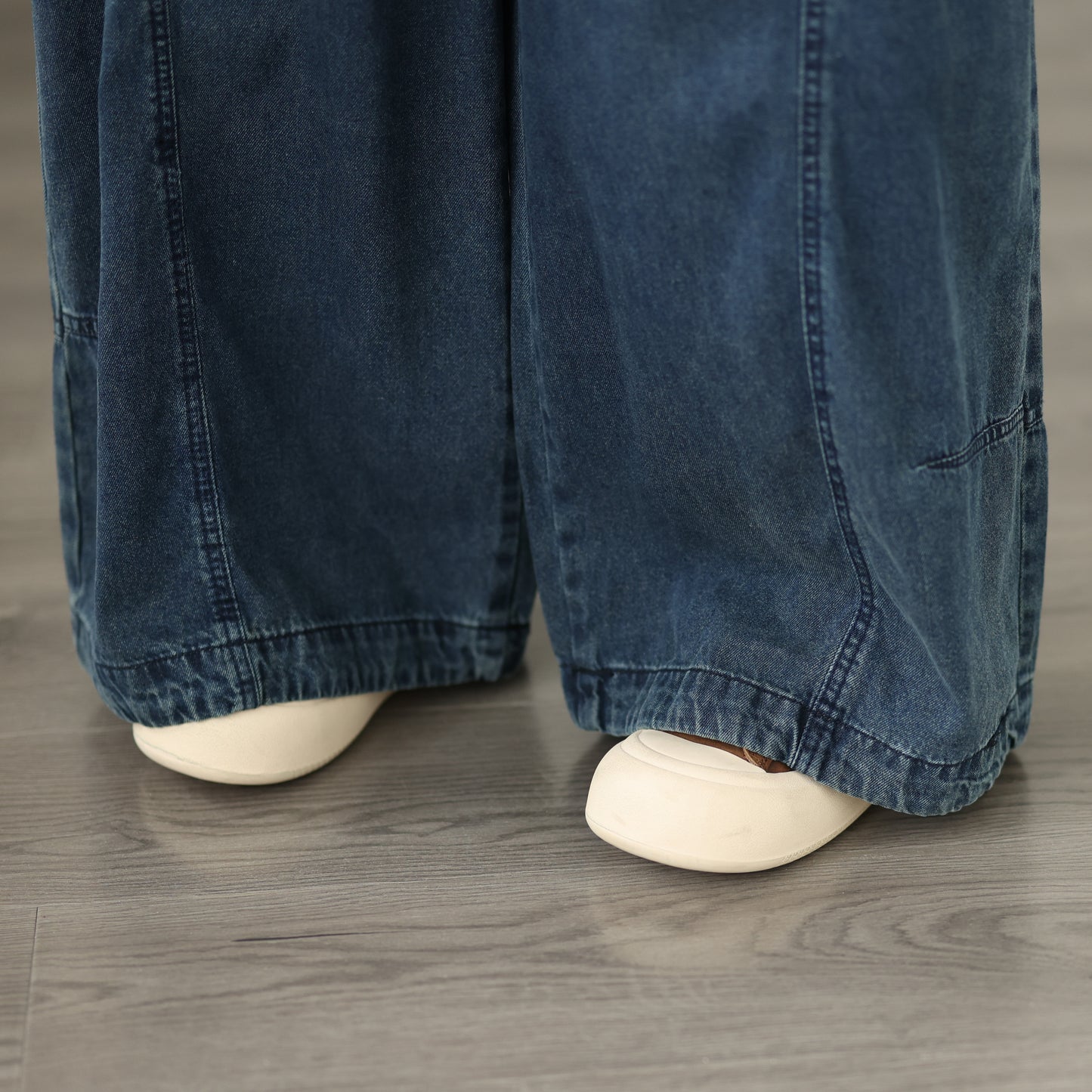 Jeans for Women Wide Leg Pull On Elastic Waist Denim - LAI MENG FIVE CATS