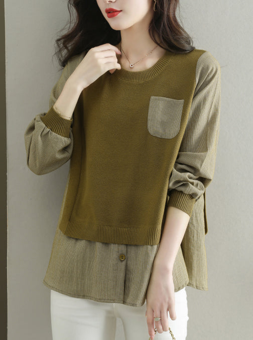 Women's Knit Stripe Long Sleeve Pullover Top