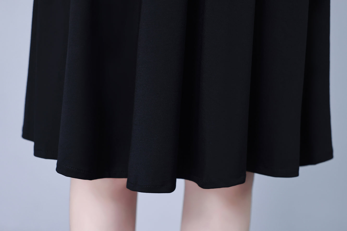 Women's Square Collar Long Sleeve Black Dress with Pocket - LAI MENG FIVE CATS