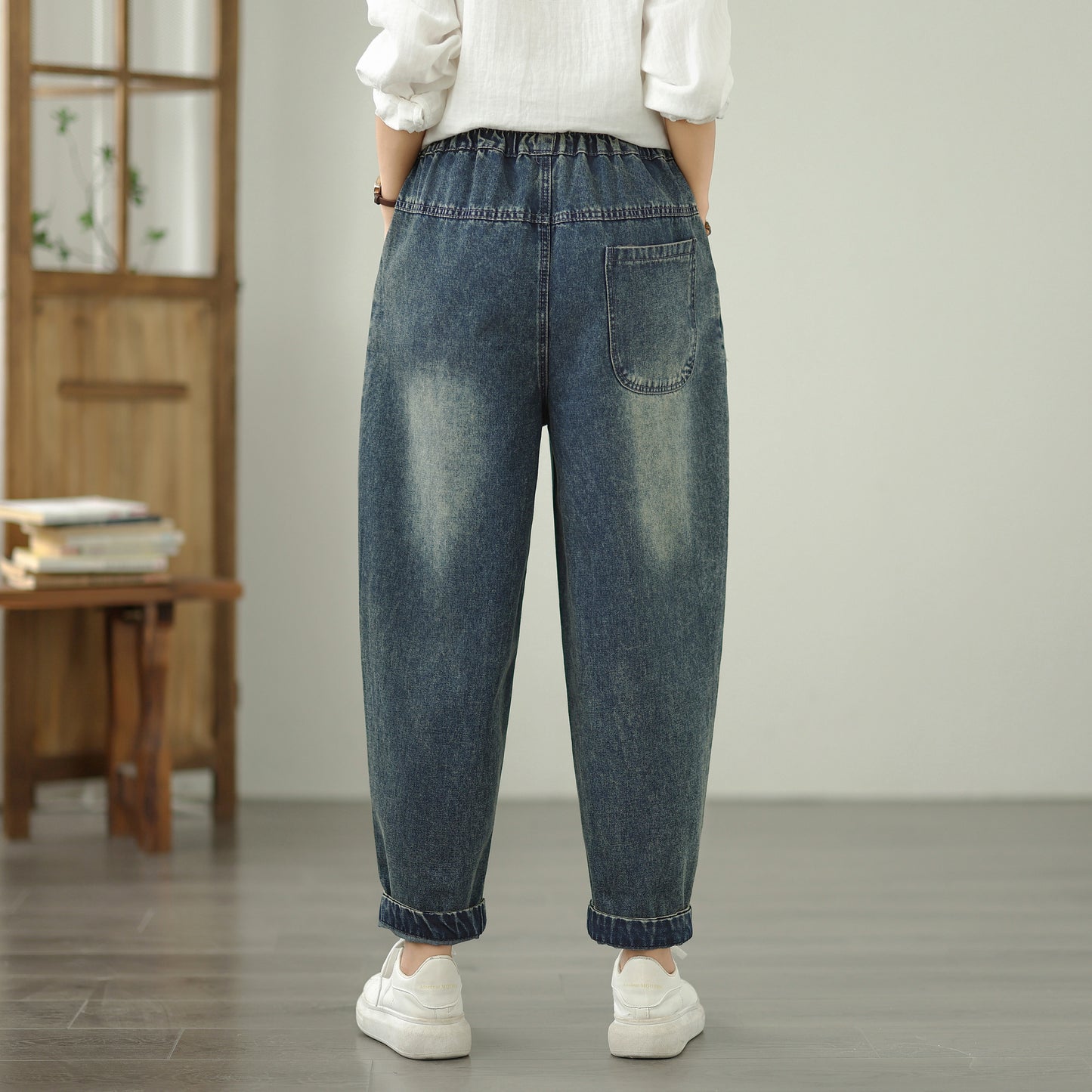 Women Jeans Denim Pants Elastic Waist