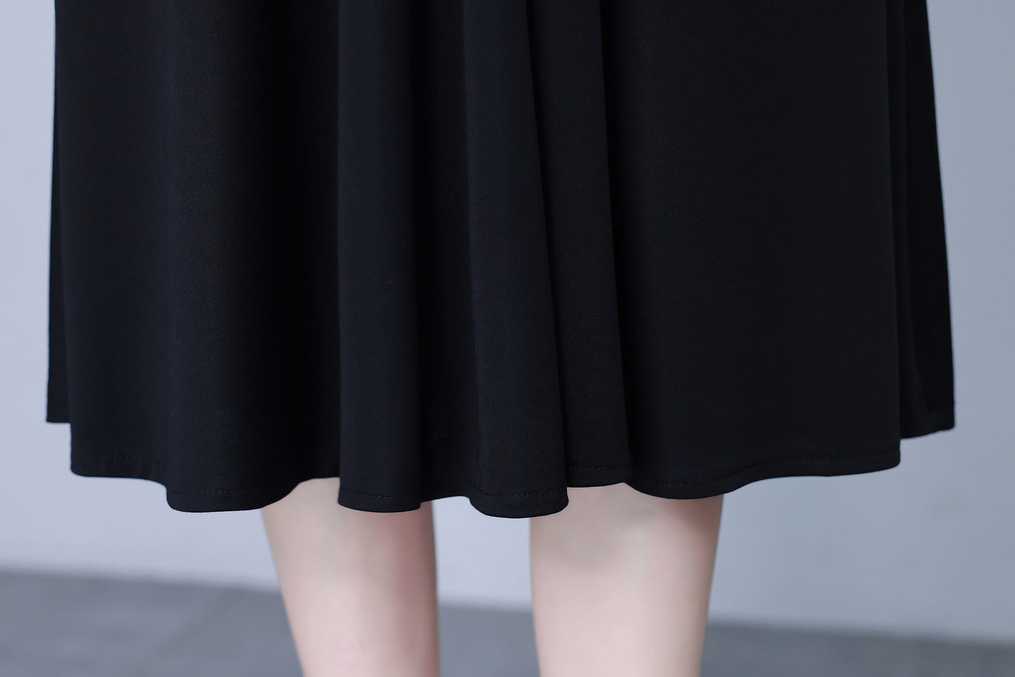 Women's V-Neck with Pockets Long Sleeve Black Dress