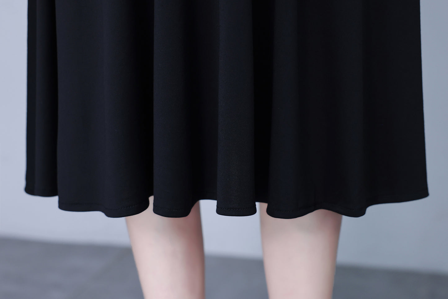 Women's V-Neck with Pockets Long Sleeve Black Dress