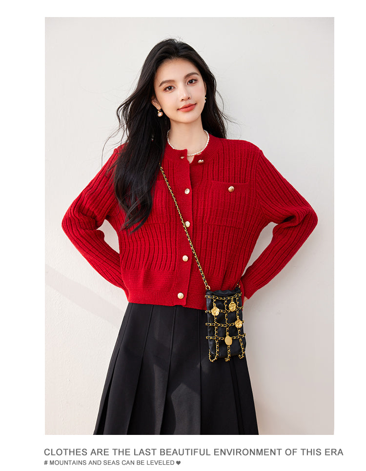 SD-Womens Cardigan with Pockets Buttons - LAI MENG FIVE CATS