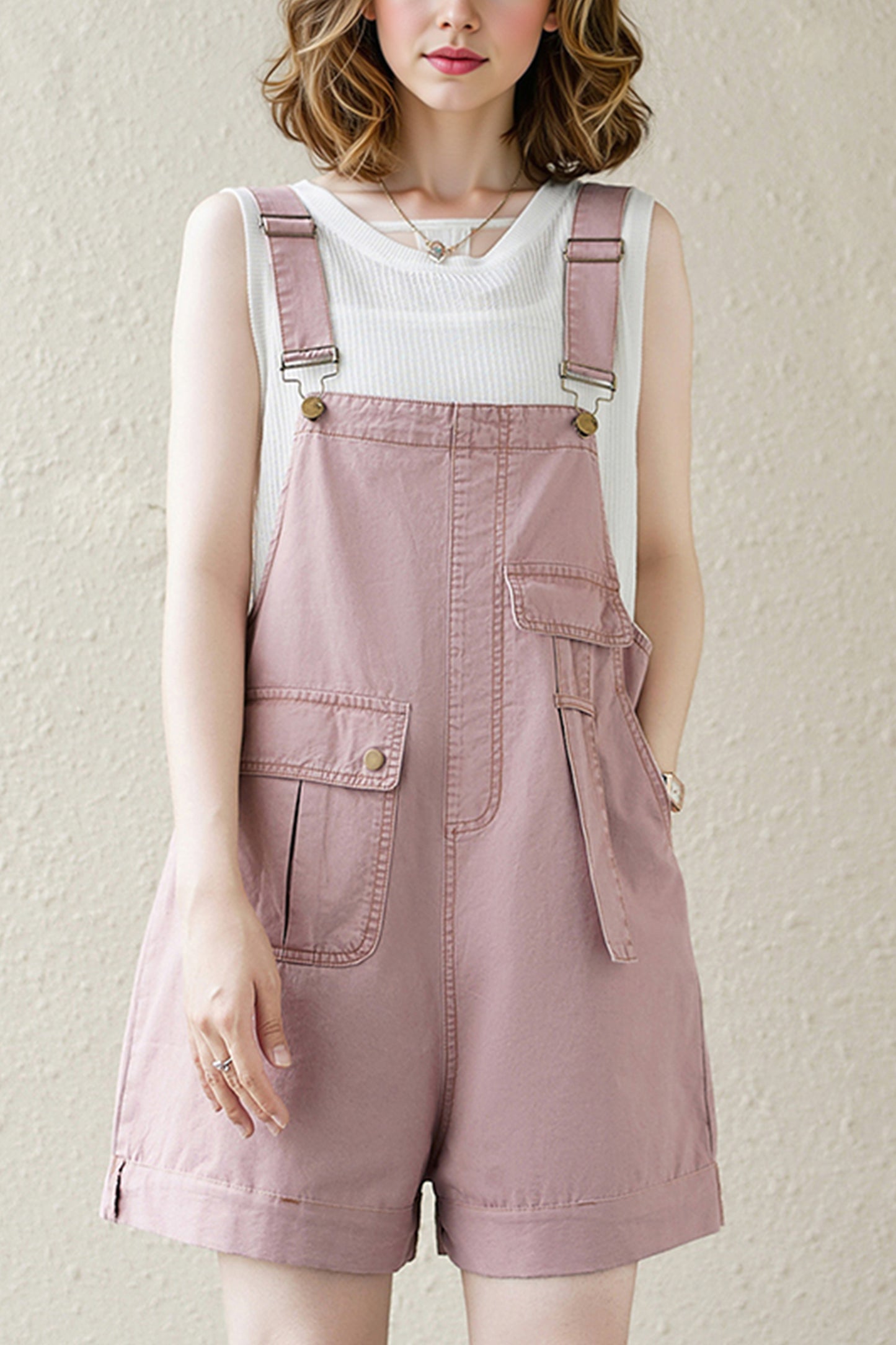 Women's Denim Bib Shorts Adjustable Strap Shortalls Romper