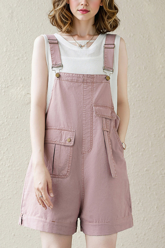 Women's Denim Bib Shorts Adjustable Strap Shortalls Romper