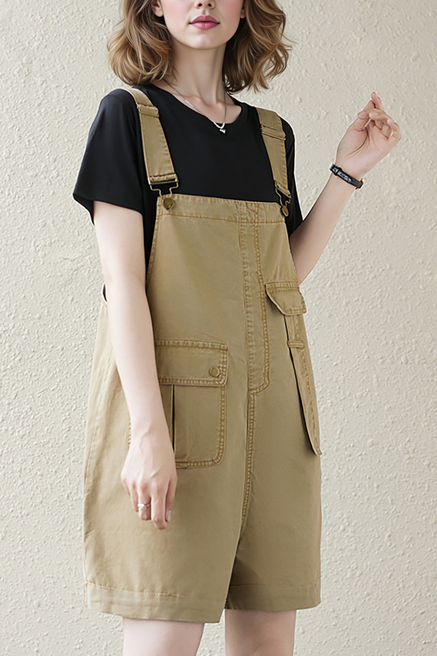 Women's Denim Bib Shorts Adjustable Strap Shortalls Romper