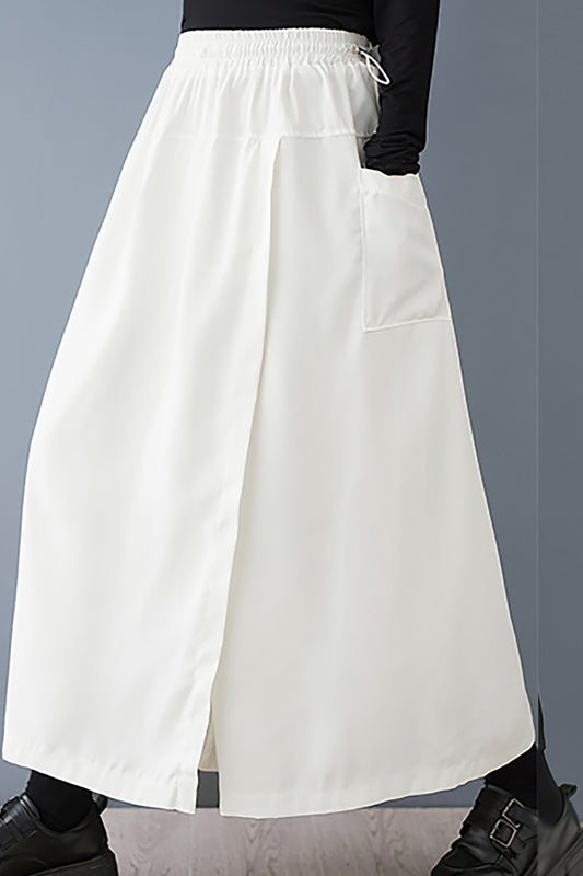 Side Slit Culottes Elastic Waist Pants