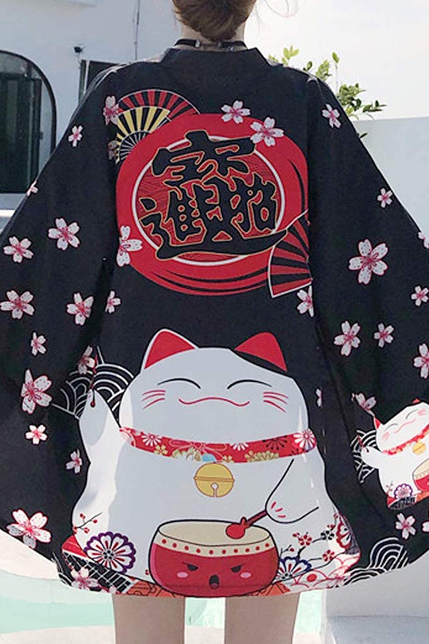 K10-Women's Lucky Cat Cardigan Kimono Cute Tops