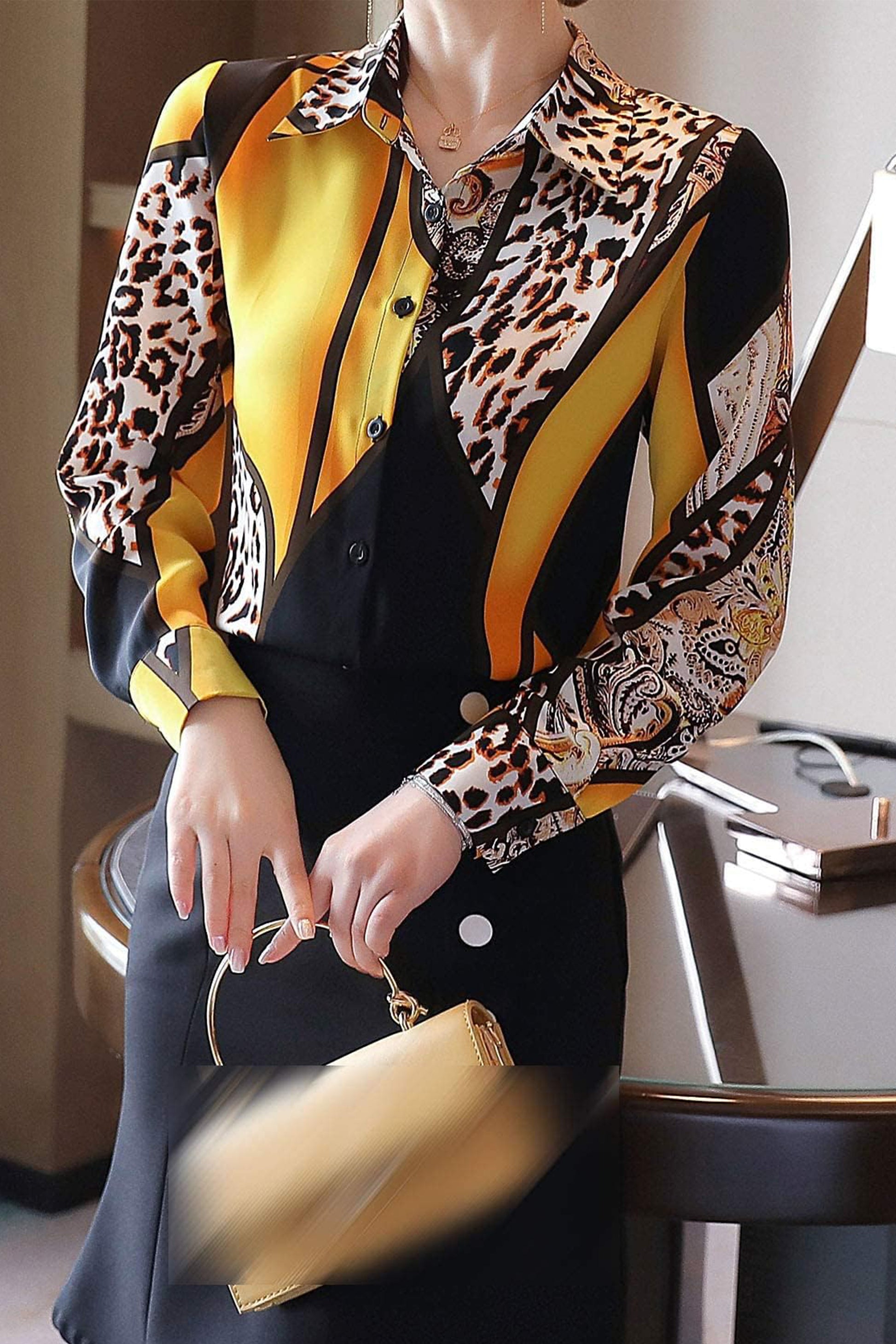 BK-Long Sleeve Button up Casual Blouse - LAI MENG FIVE CATS