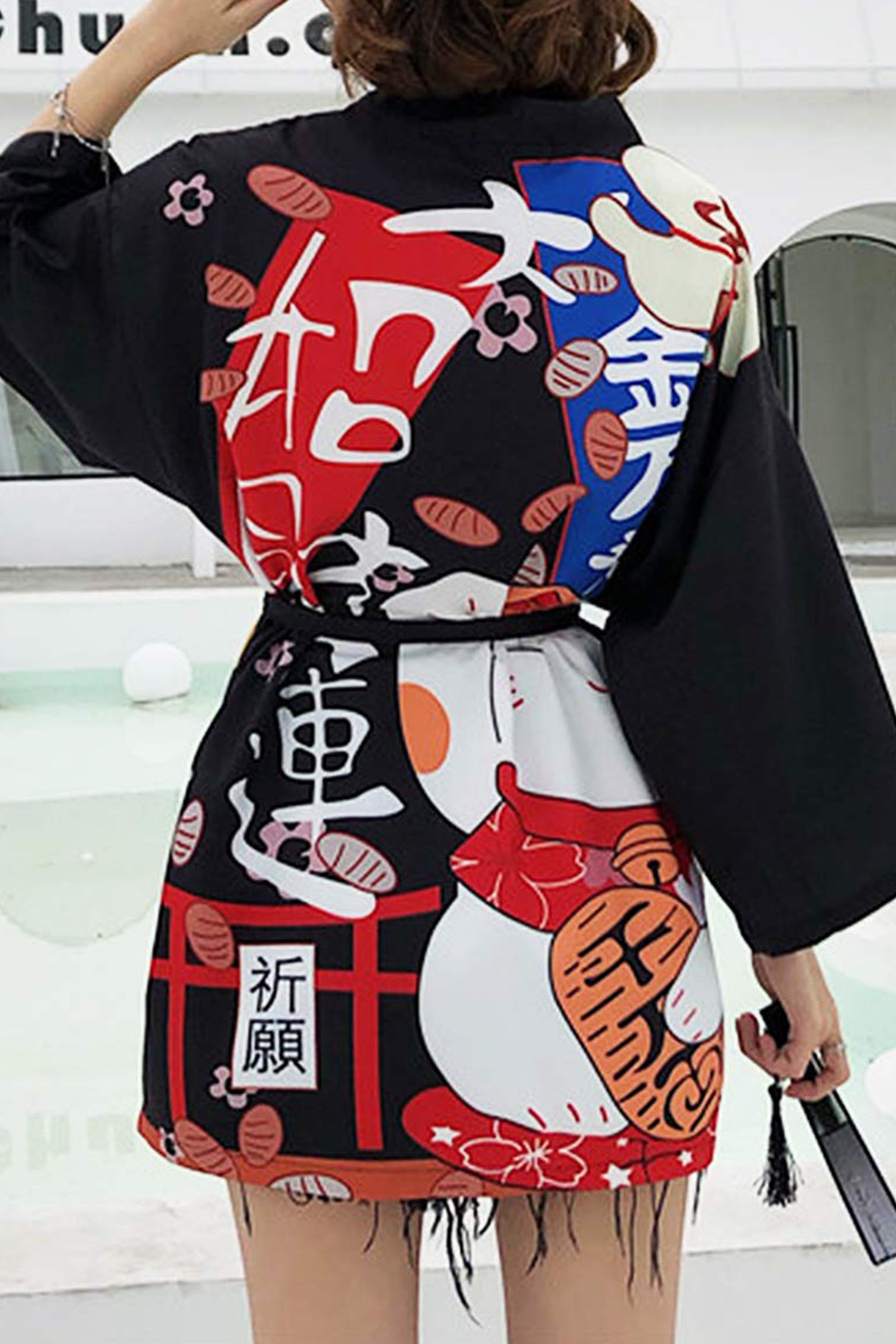 K10-Women's Lucky Cat Cardigan Kimono Cute Tops - LAI MENG FIVE CATS