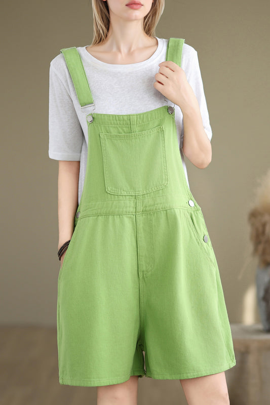 Women's Denim Bib Shorts Adjustable Strap Shortalls Romper
