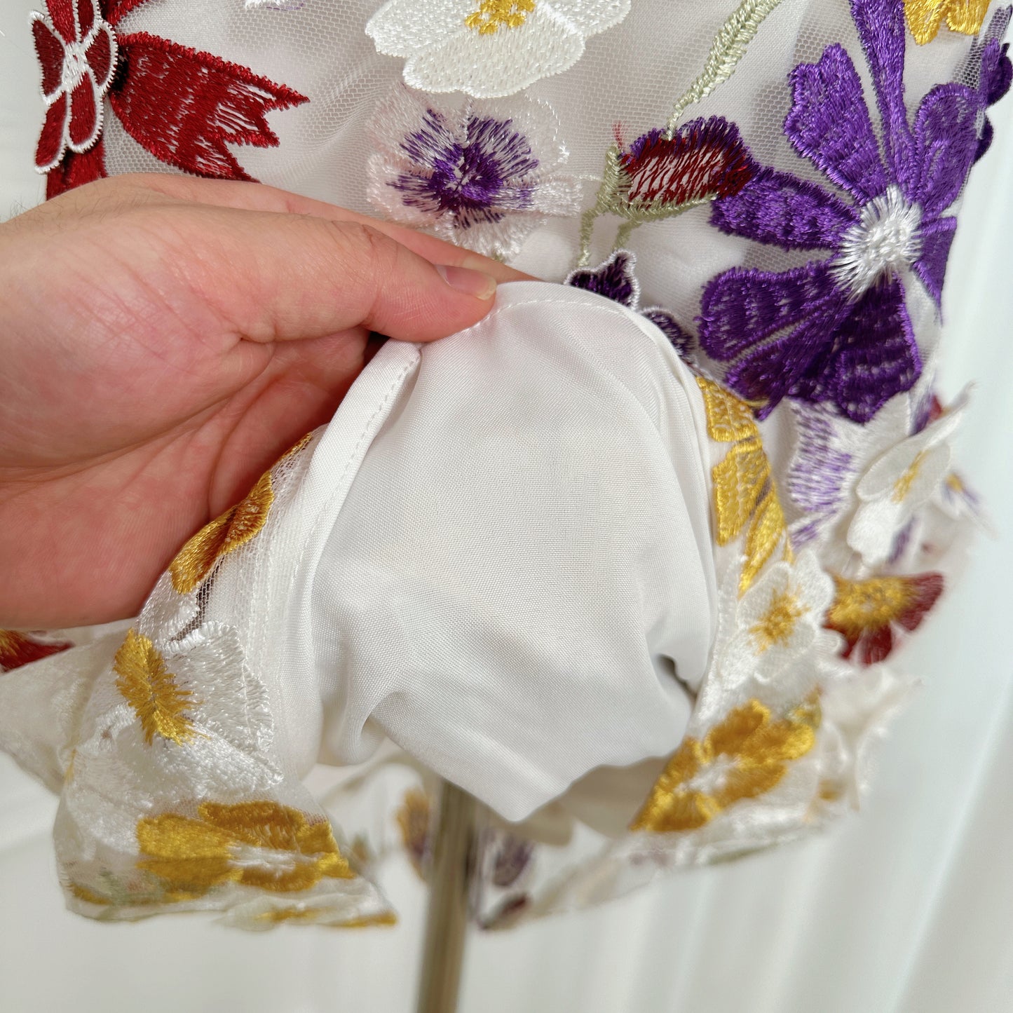 Women's 3D Floral Embroidery Mesh Lace Mini Dress