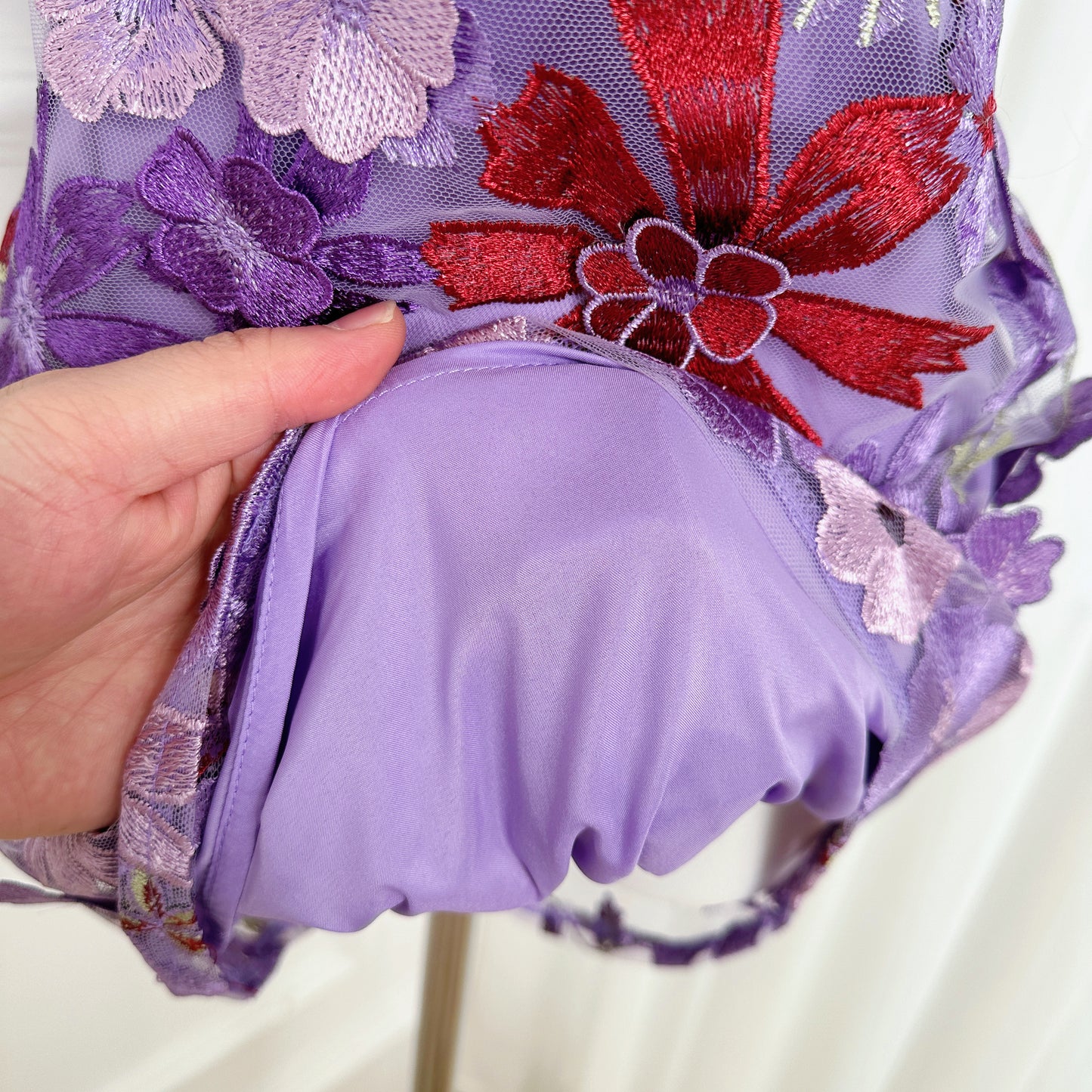 Women's 3D Floral Embroidery Mesh Lace Mini Dress