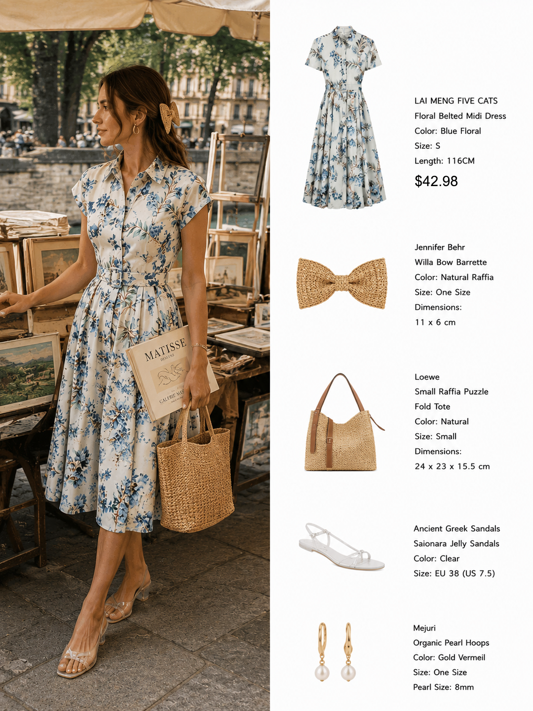 Blue Floral Belted Midi Dress – Coastal Heirloom Style - LAI MENG FIVE CATS