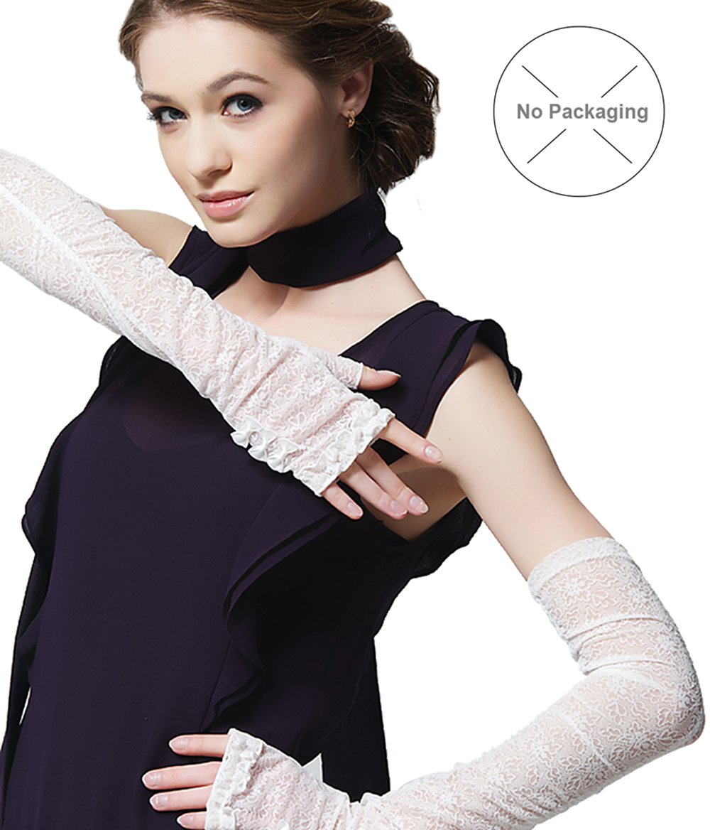 GL10-Women's Gloves Lace  Fingerless Elbow Length - LAI MENG FIVE CATS