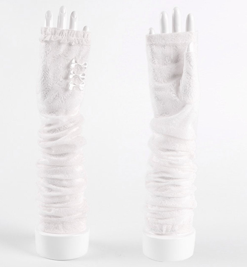 GL10-Women's Gloves Lace  Fingerless Elbow Length - LAI MENG FIVE CATS