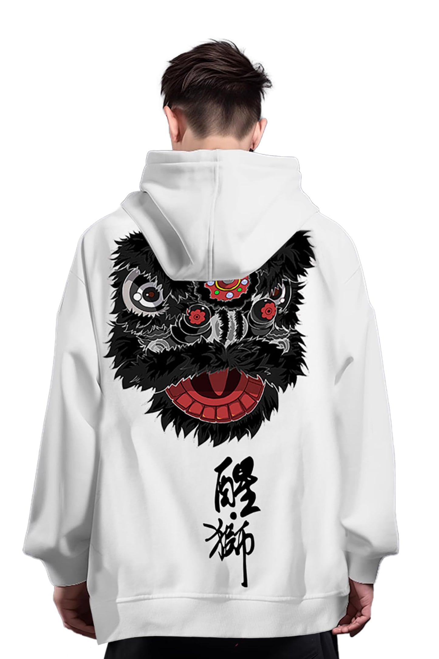 Drawstring Pattern Loose Hoodie with Pocket