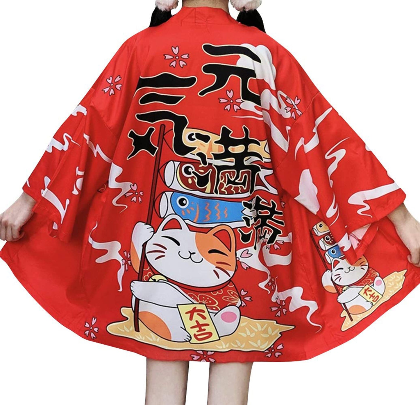 K10-Women's Lucky Cat Cardigan Kimono Cute Tops